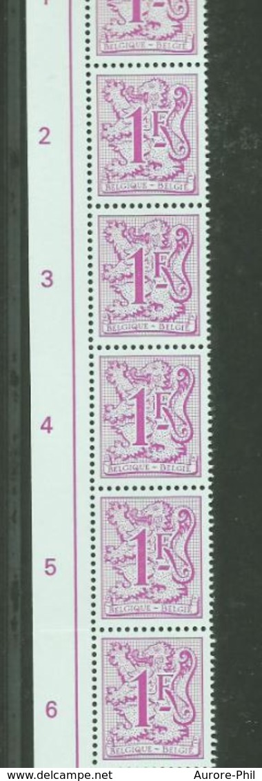 Timbres 1897 1F Chiffre Sur Lion Héraldique Et Banderole, Bande De 10 Avec Numéros - 1977-1985 Chiffre Sur Lion