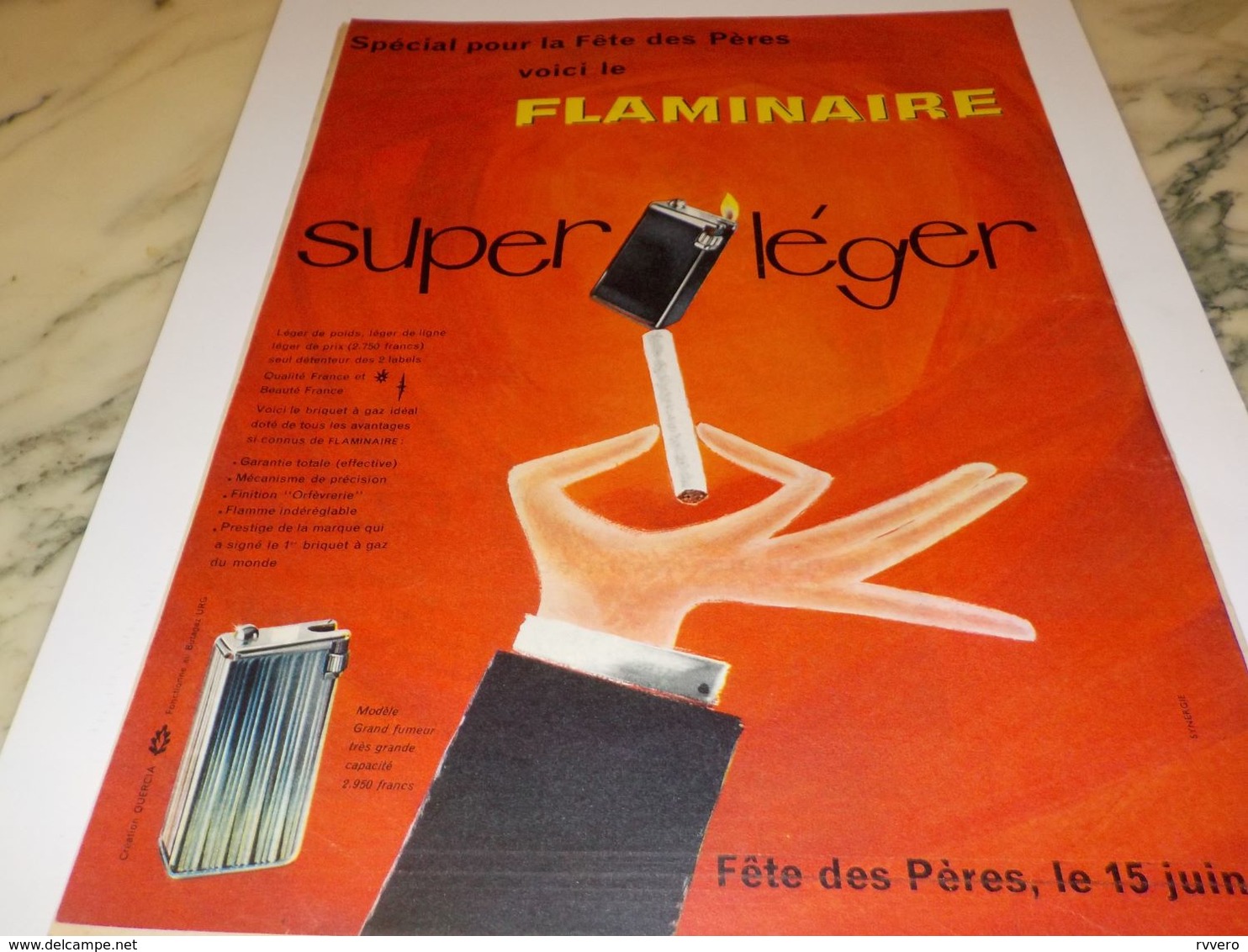 ANCIENNE PUBLICITE SUPER LEGER BRIQUET  FLAMINAIRE   1958 - Andere & Zonder Classificatie