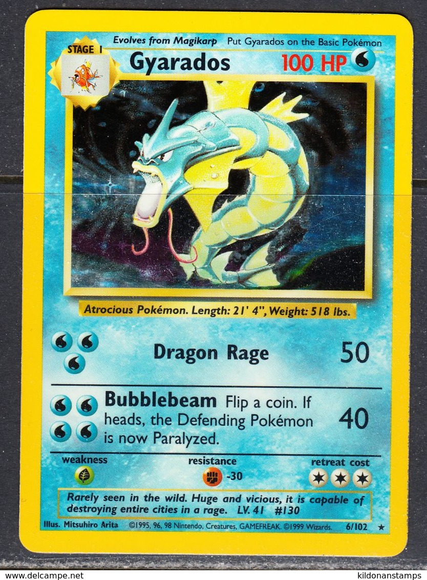 Gyarados 1999 Base Set, Hologram, Excellent, 6/102 - Sonstige & Ohne Zuordnung