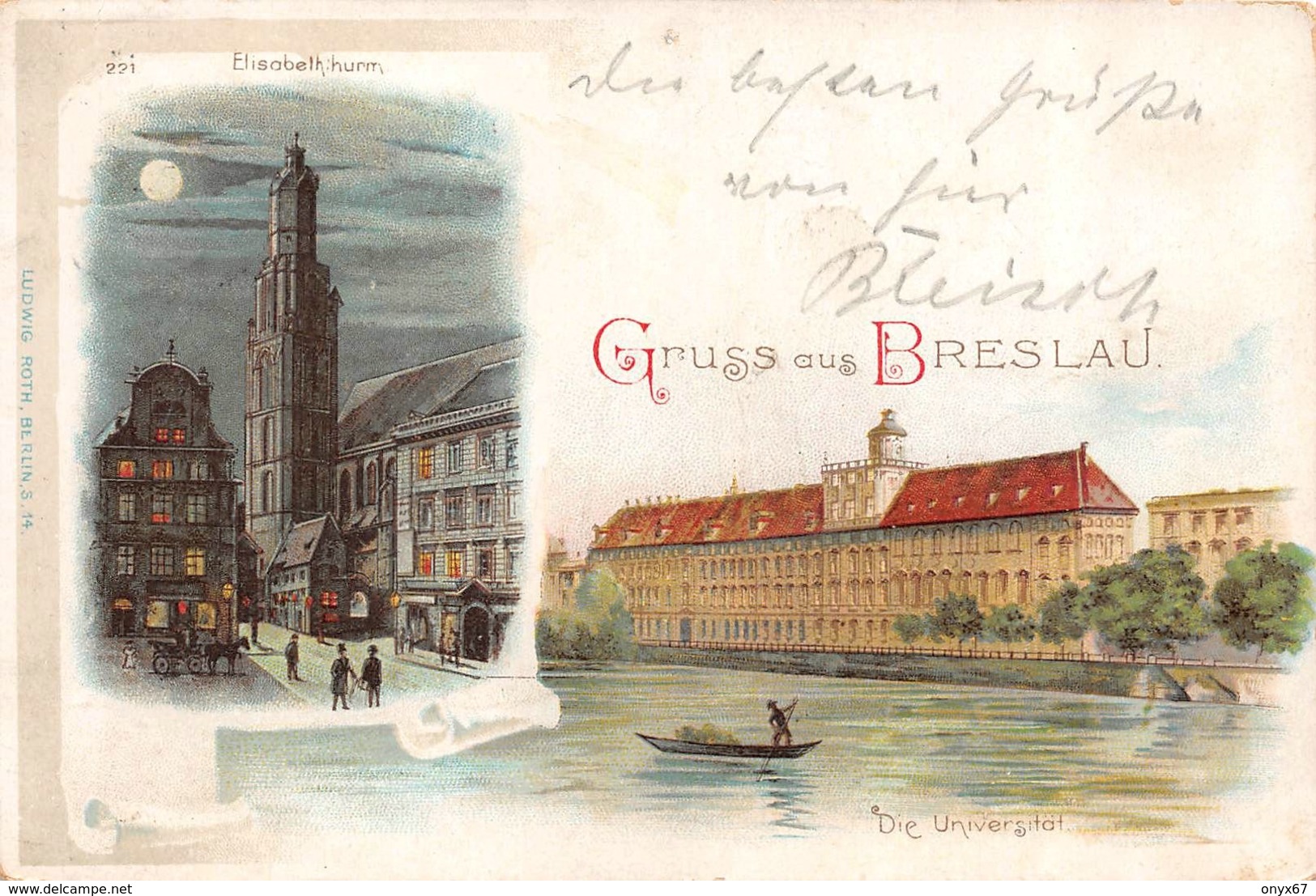 Gruss Aus BRESLAU-WROCLAW (POLEN-POLAND-POLSKA-POLOGNE-Schlesien-Lithographie Universitat-Elisabethkirche - Poland