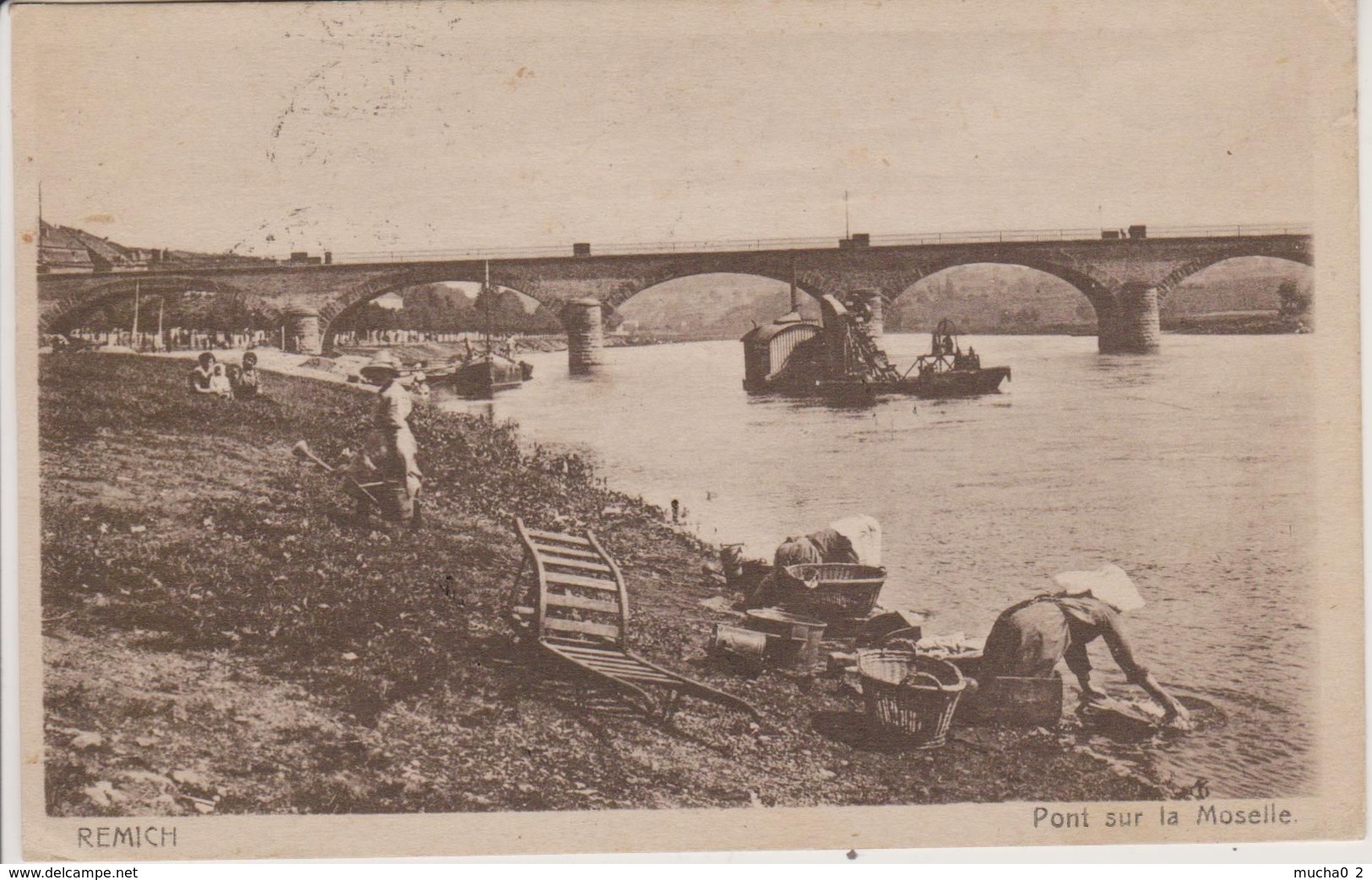 REMICH - PONT SUR LA MOSELLE ET LAVEUSES - Remich