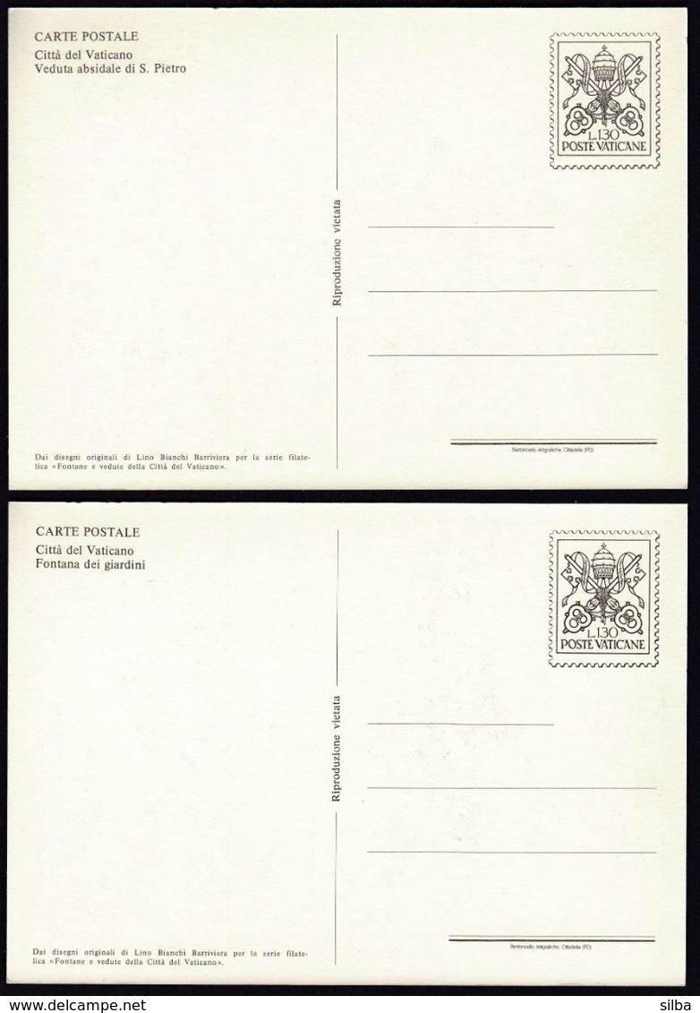 Vatican 1976 / Fountains And Views, Fontane E Vedute / Postal Stationery 130 - Monuments