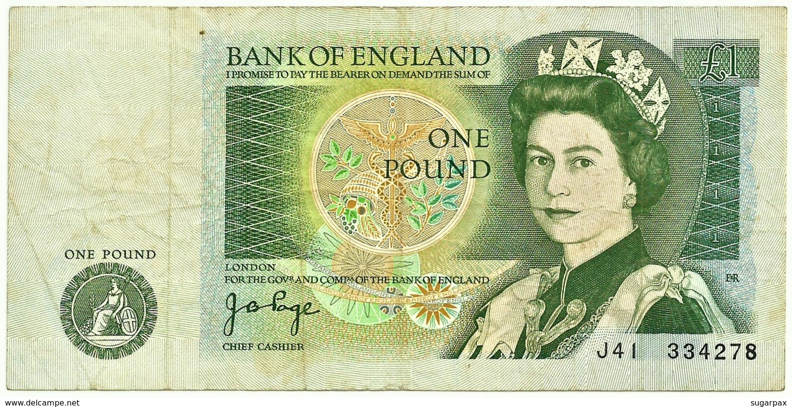 England - 1 Pound - ND ( 1978 - 1980 ) - Pick: 377.a - Sign. J. B. Page - Great Britain, United Kingdom - 1 Pound