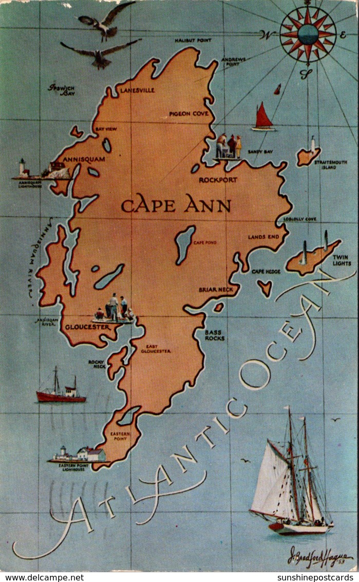 Massachusetts Cape Ann Map 1954 - Other & Unclassified