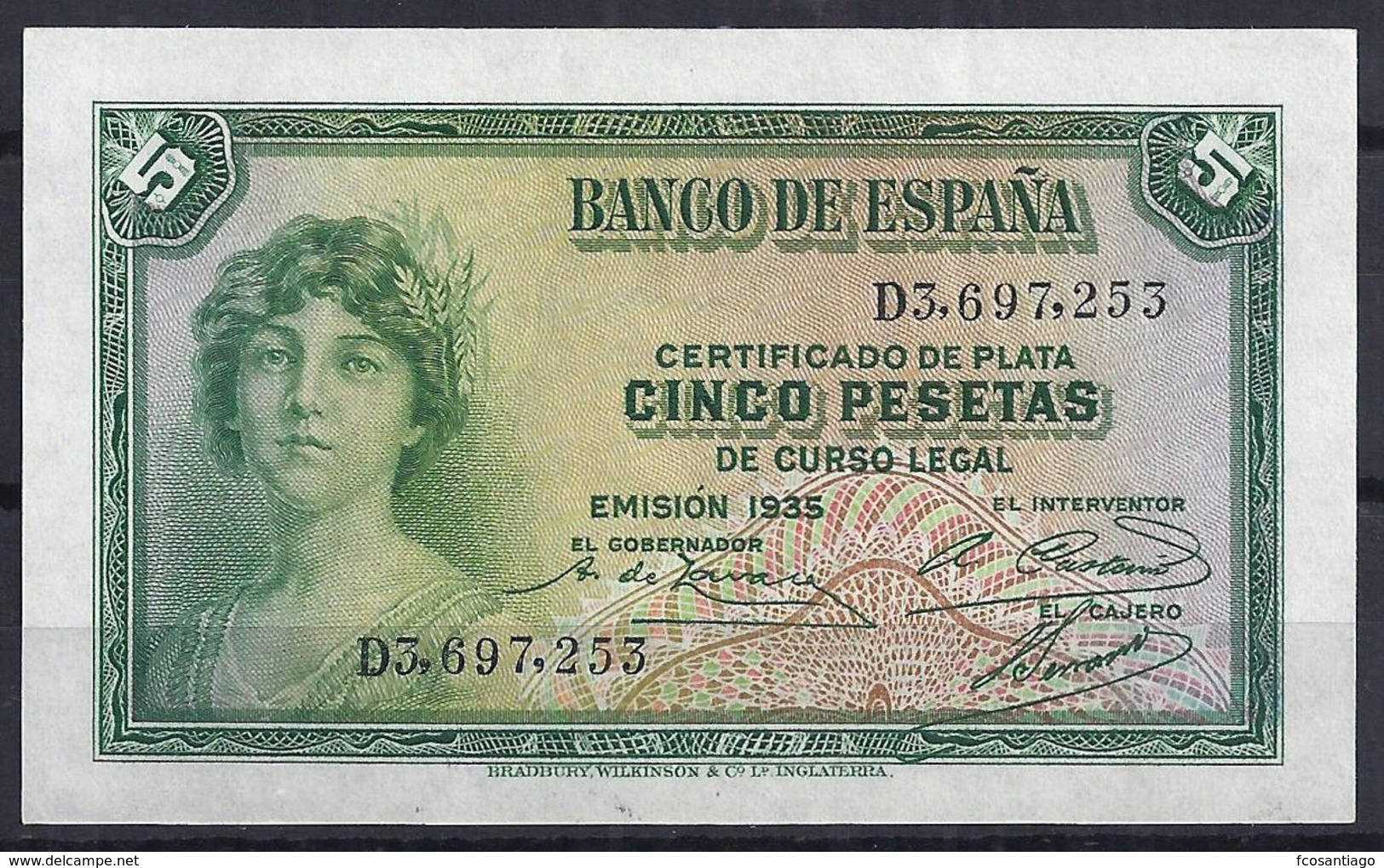 ESPAÑA 1935 - BILLETE SIN CIRCULAR - 1-2-5-25 Pesetas