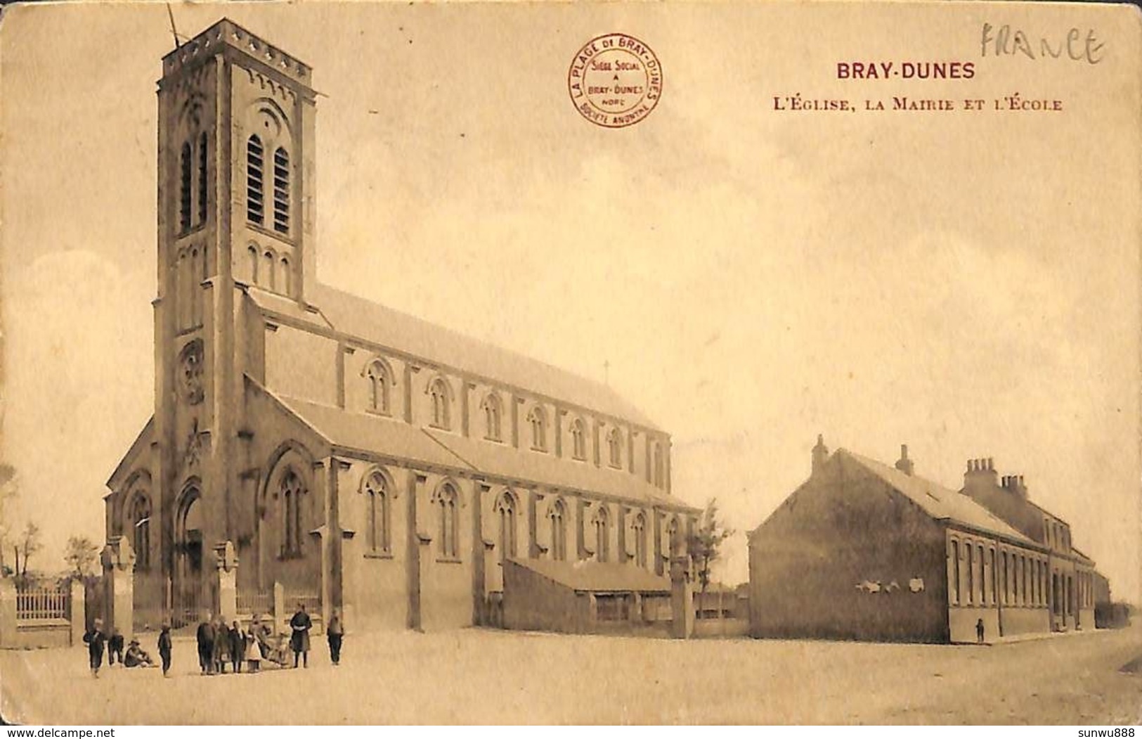 59 - Bray-Dunes - L'Eglise, La Mairie Et L'Ecole (animée) - Bray-Dunes