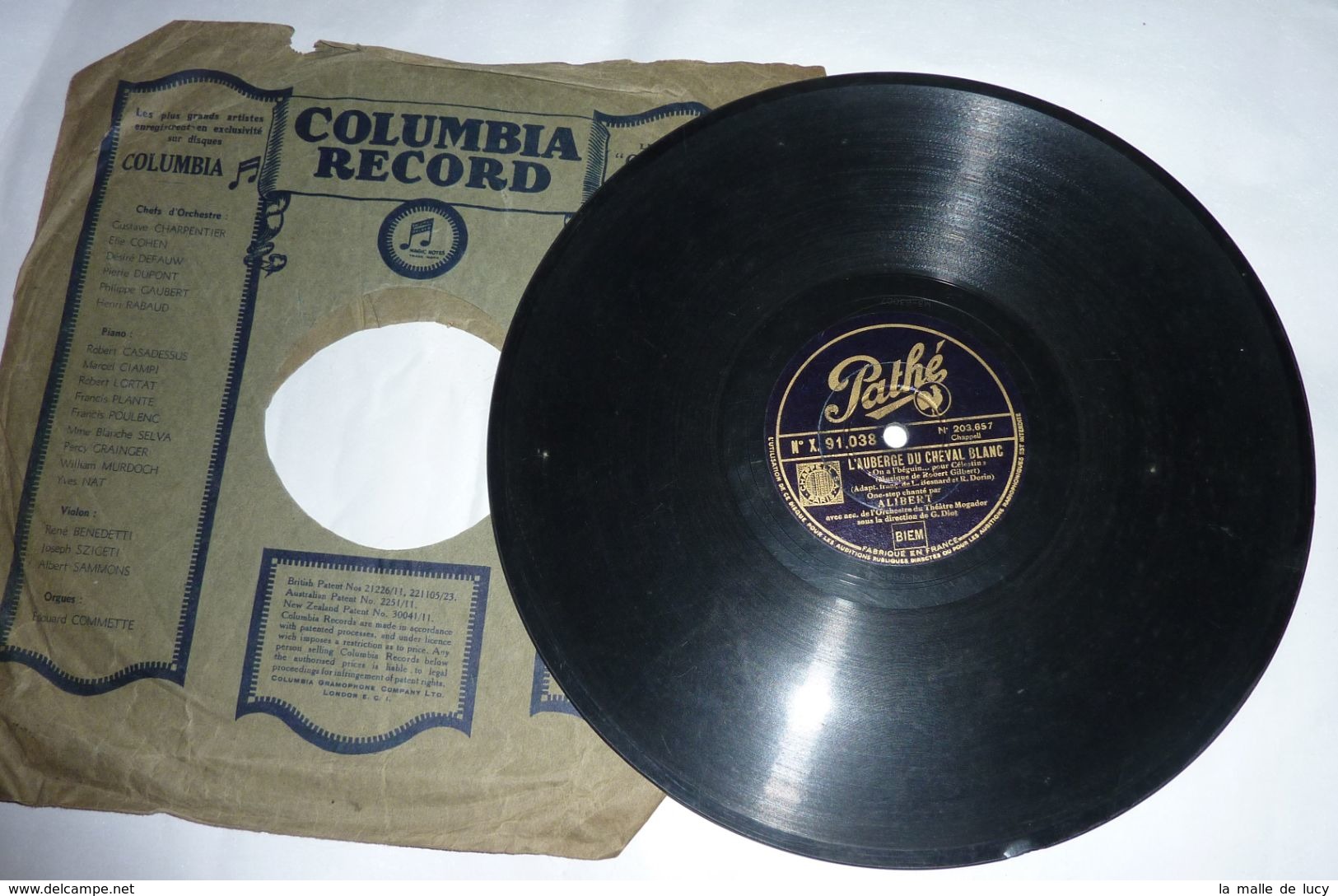 Disque 78 T Phonographe GRAMOPHONE PATHÉ Chanteur Alibert N° 91038 - 78 Rpm - Gramophone Records