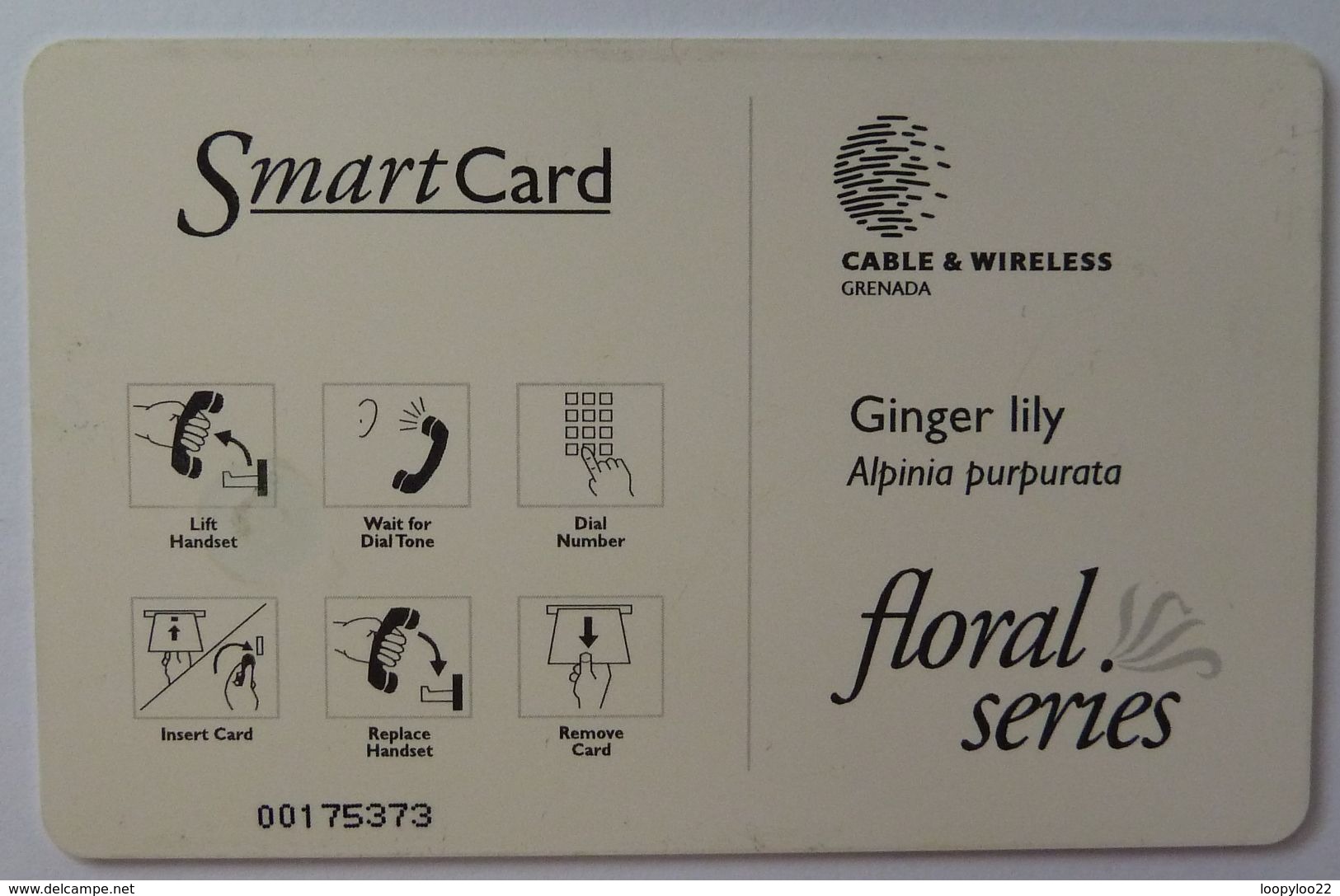 GRENADA - Chip - Smartcard - Ginger Lily - Floral Series - $10 - Used - Grenade