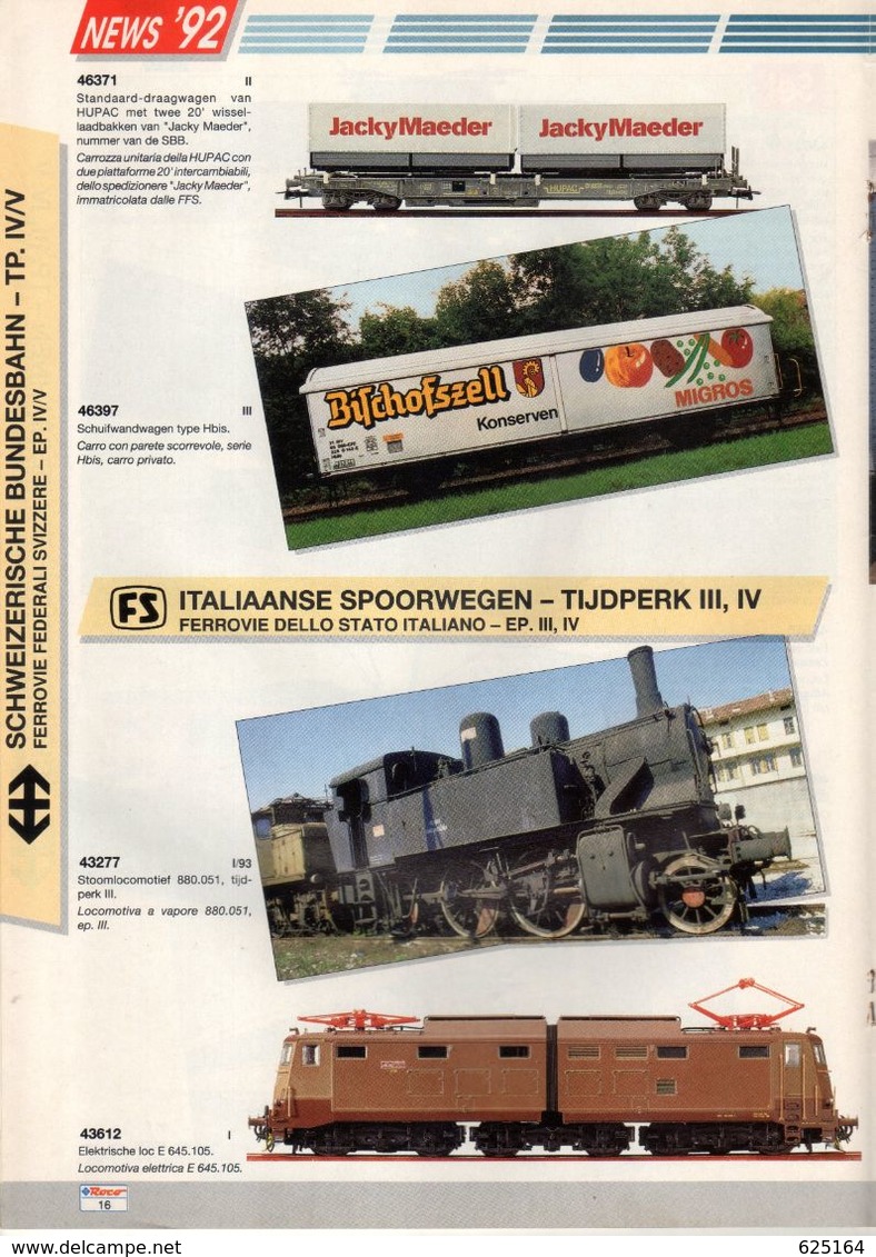 Catalogue ROCO 1992 SACHSEN MODELLE News Scale HO - En Néerlandais Et Italien - Niederländisch