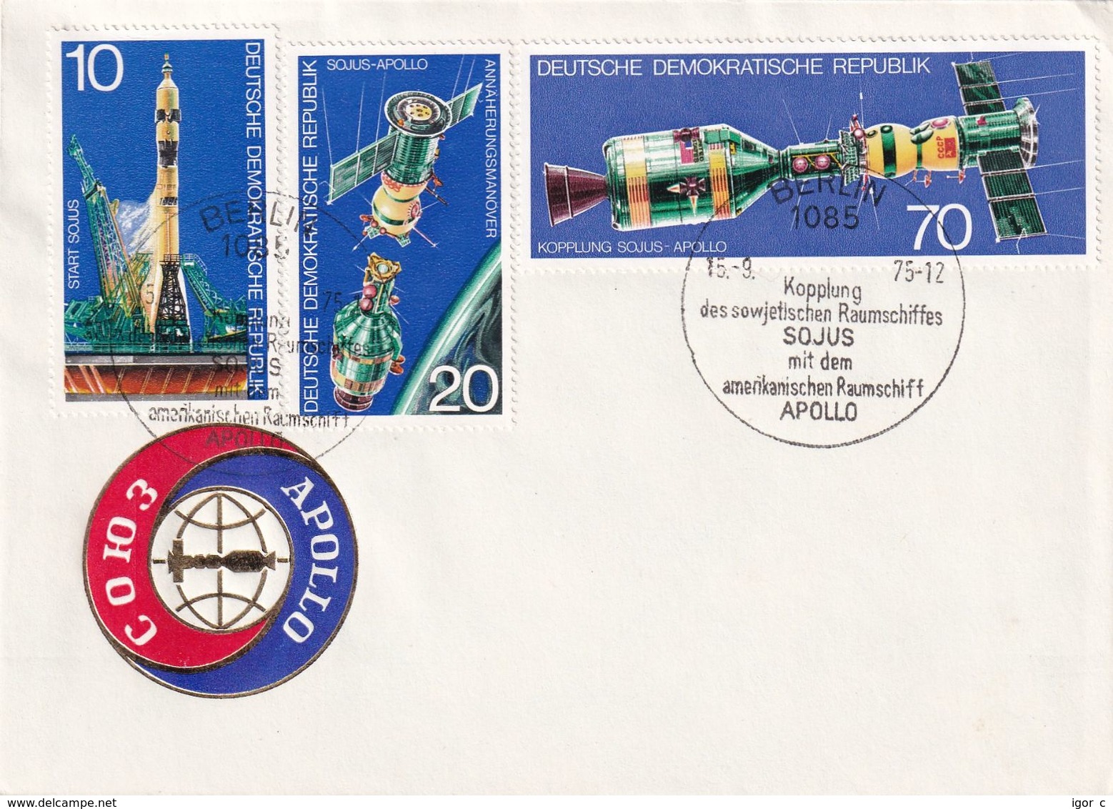 Germany DDR 1975 Cover: Space Weltraum Espace; Apollo - Soyuz Joint Mission; - Sonstige & Ohne Zuordnung