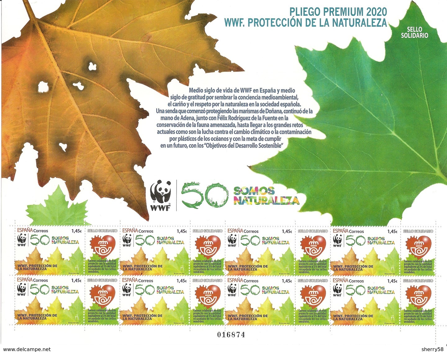 2020-ED. 5401 EN PLIEGO PREMIUM-SELLO SOLIDARIO. WWF. Protección De La Naturaleza- NUEVO - Volledige Vellen