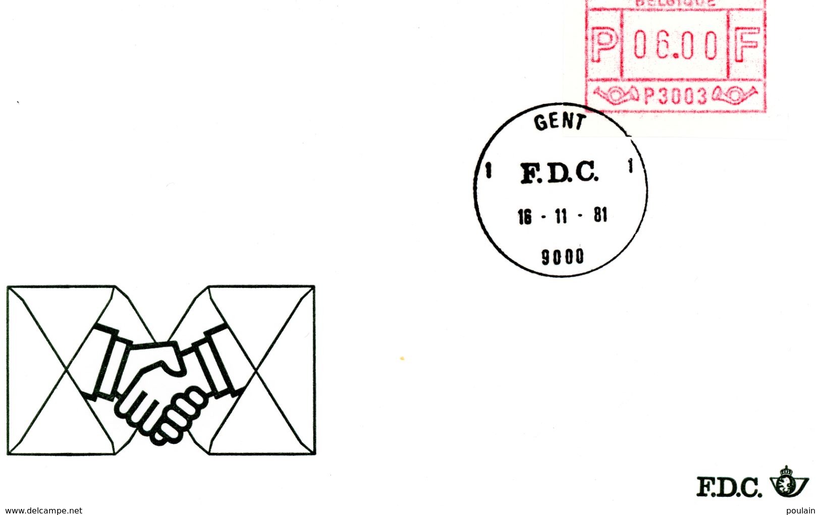 3 Vignettes Distributeur 6F Sur 3 Enveloppes FDC Avec Cachets "FDC 16-11-1981" De Antwerpen 1 - Bruxelles 1 - Gent 1 - 1980-1999