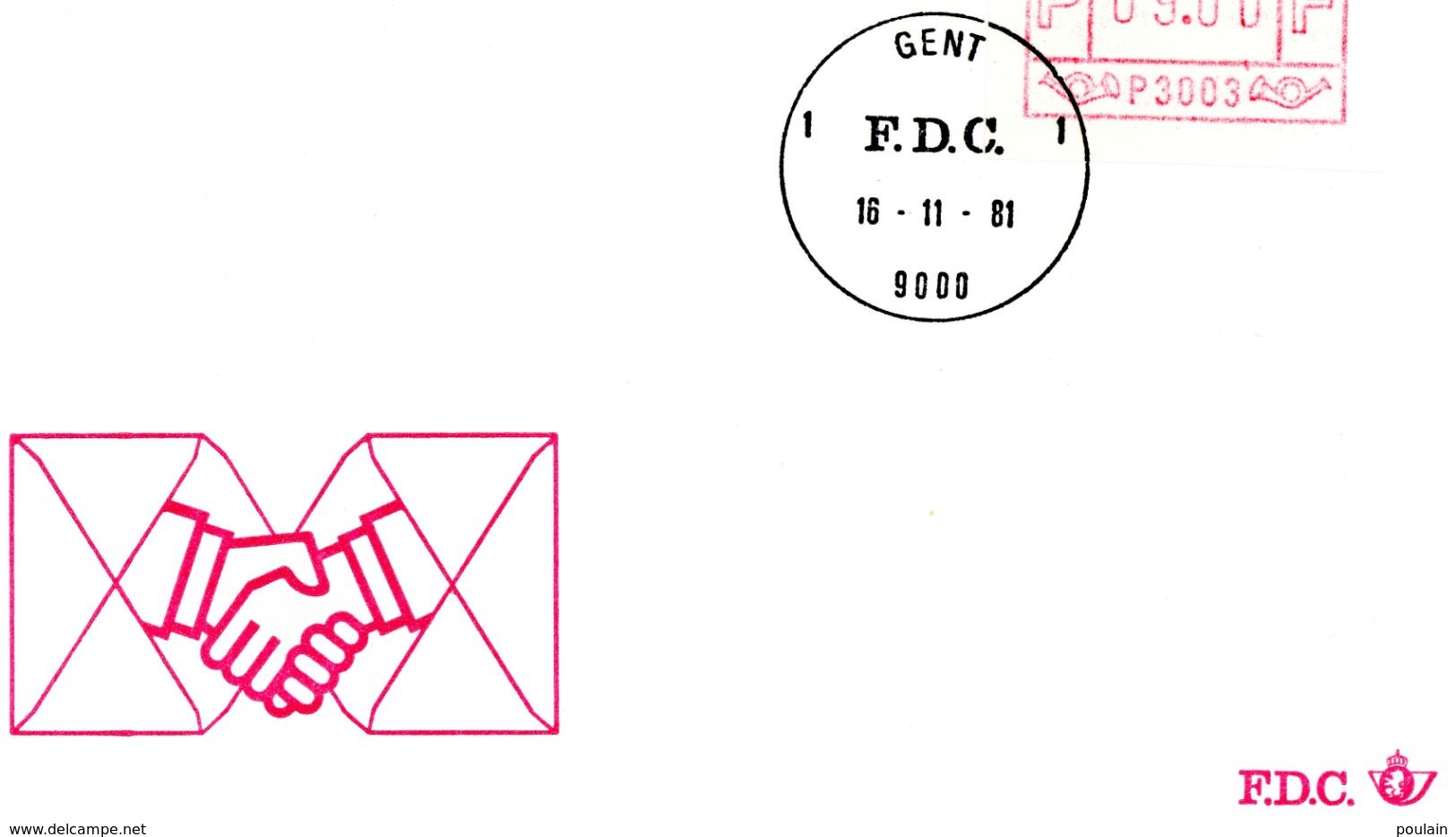 3 Vignettes Distributeur 9F Sur 3 Enveloppes FDC Avec Cachets "FDC 16-11-1981" Elsene 1 Ixelles - Bruxelles 1 - Gent 1 - 1980-1999