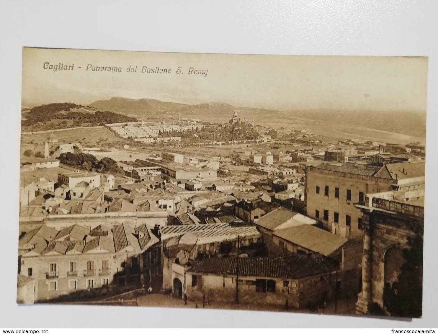 CARTOLINA CAGLIARI - PANORAMA DAL BASTIONE S. REMY PICCOLO FORMATO - Cagliari