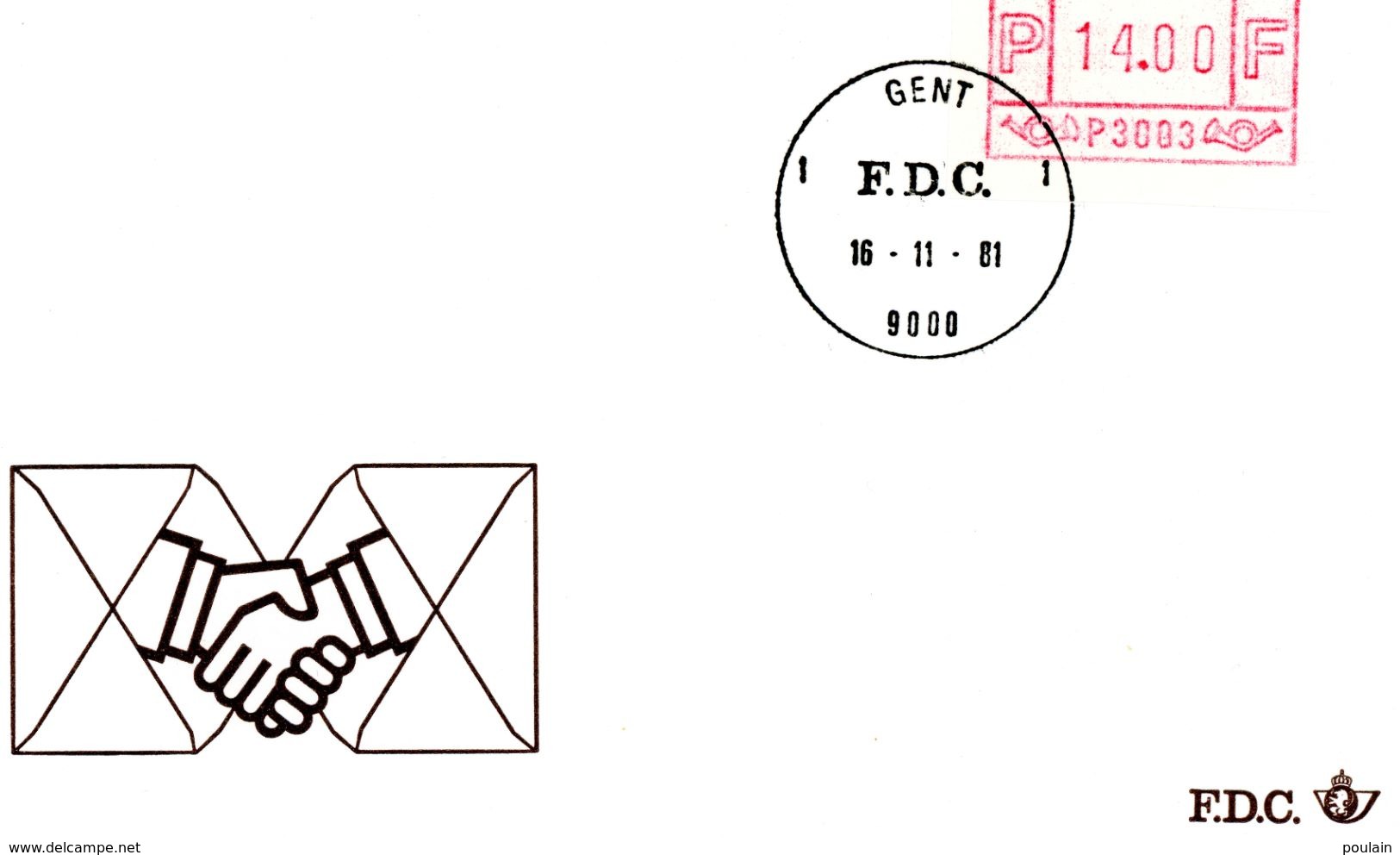 3 Vignettes Distributeur 14F Sur 3 Enveloppes FDC Avec Cachets "FDC 16-11-1981" Elsene 1 Ixelles - Tournai 1 - Gent 1 - 1980-99