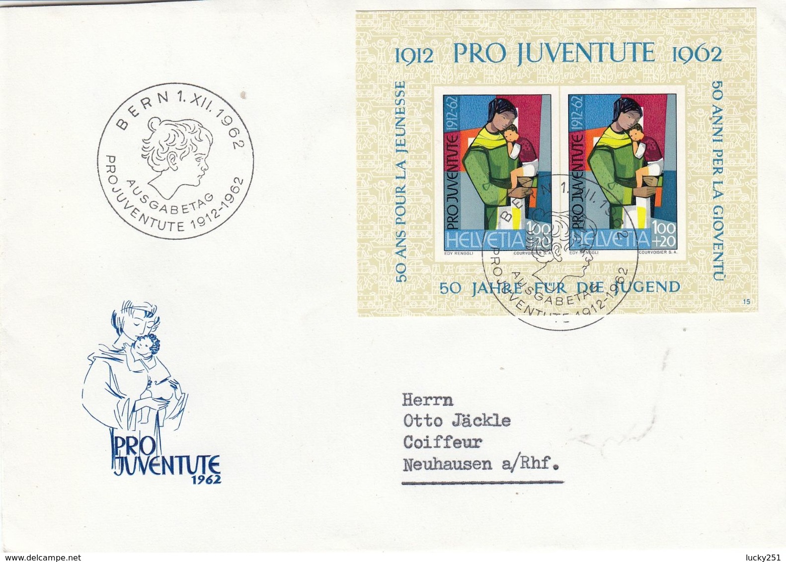 Suisse - 01/12/1962 (JDC) - Pro Juventute - N°Zumstein BF - Lettre De Bern Pour Neuhausen A/Rhf - Brieven En Documenten