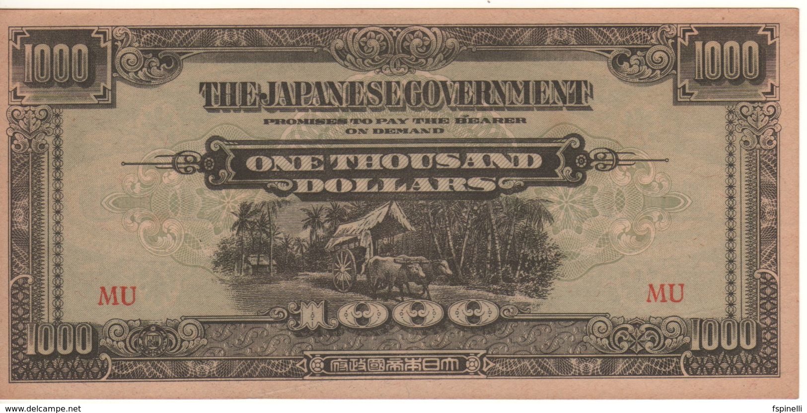 MALAYA  1'000 Dollars    PM10b   (Japanese Occupation  ND  1945) - Malaysie