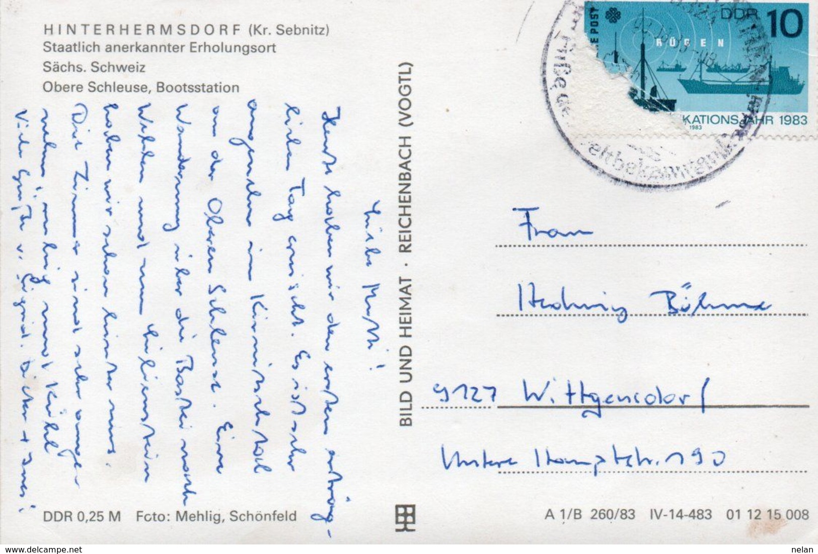 GERMANY-POST CARD-HINTERHERMSDORF (KR. SEBNITZ) - OBERE SCHLEUSE-BOOTSSTATION - Hinterhermsdorf