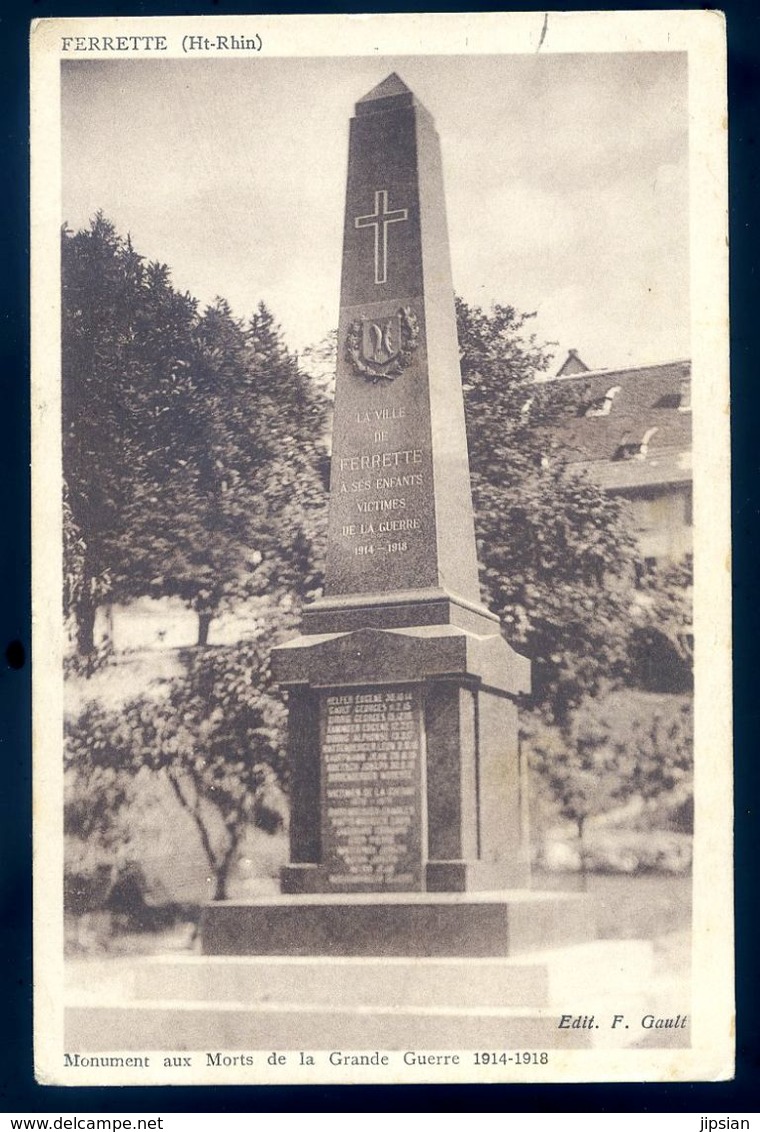 Cpa Du 68 Ferrette Monument Aux Morts De La Grande Guerre    AVR20-112 - Ferrette