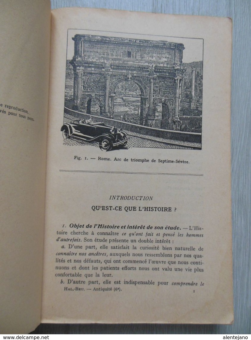 Livre L'Antiquité Orient, Rome, Grèce, 1955 par P. Hallynck et M. Brunet - Enseignement second degré - Masson & Cie