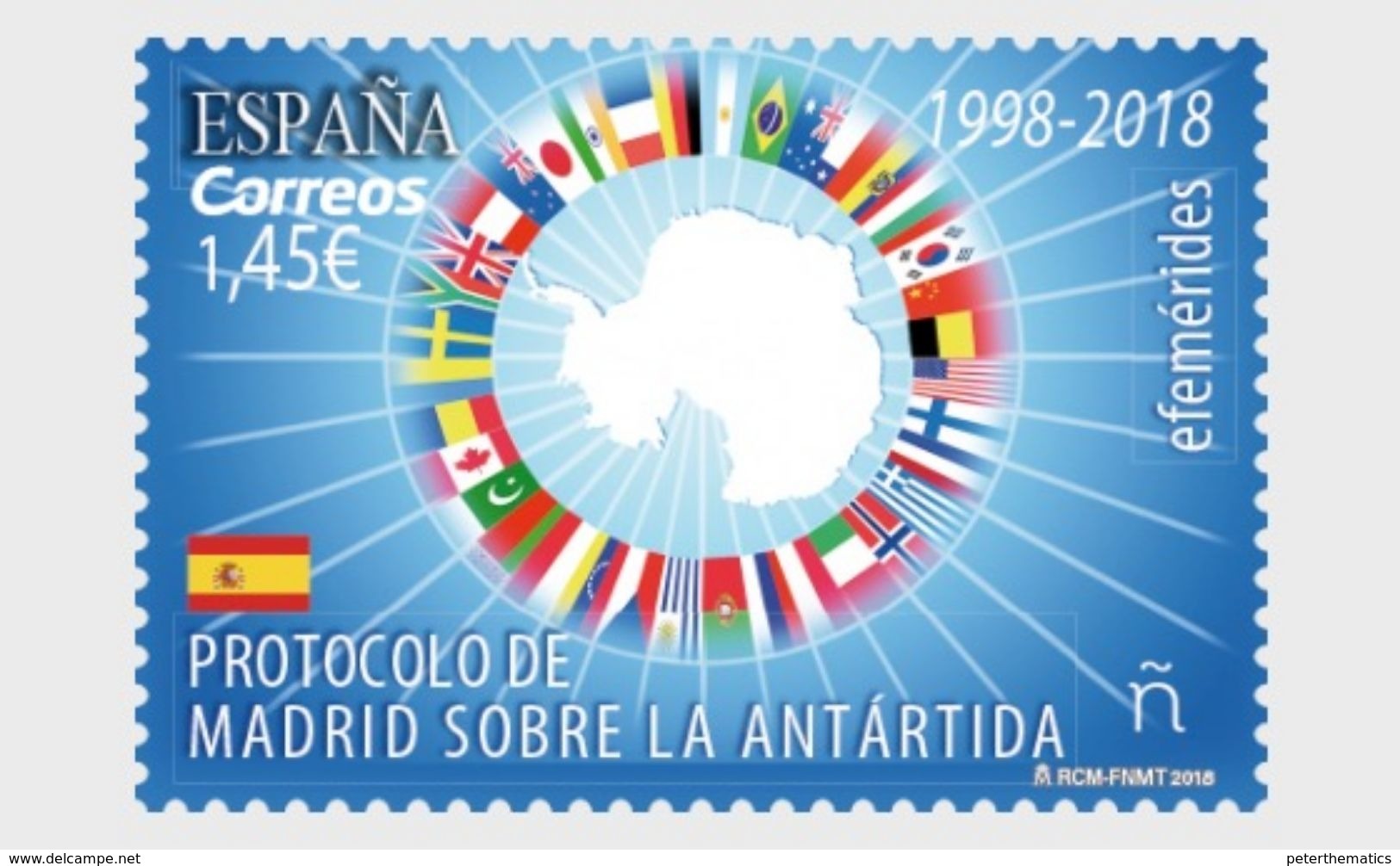 SPAIN, 2018, MNH, MADRID TREATY ON THE ANTARCTIC, SOUTH POLE, FLAGS,1v - Otros & Sin Clasificación