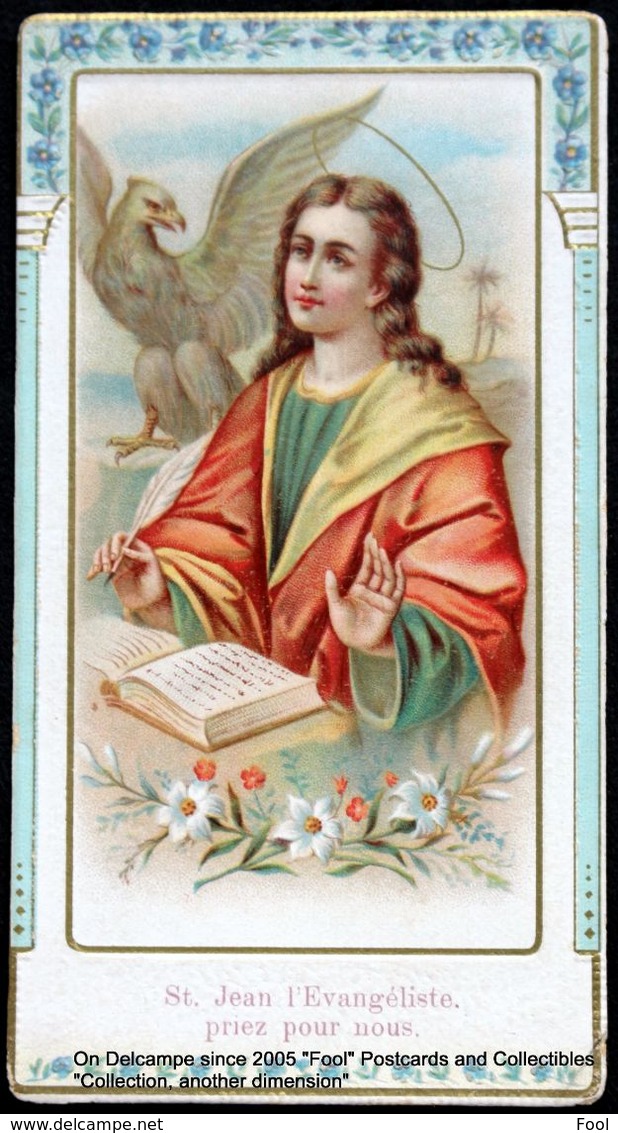 Image Pieuse Holy Card Heilig Prentje Saint Jean évangéliste Aigle Plume écriture Saint John Embossed Eagle Writing - Devotion Images