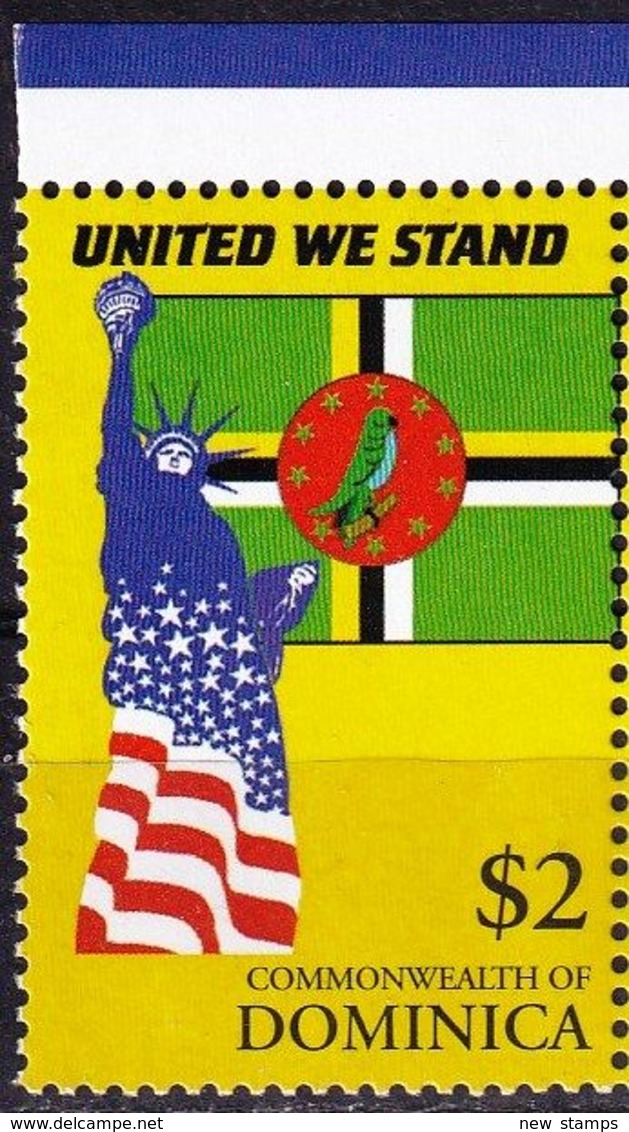 Dominica 2002 Statue Of Liberty Flag Bird Parrot 1v MNH - Dominica (1978-...)