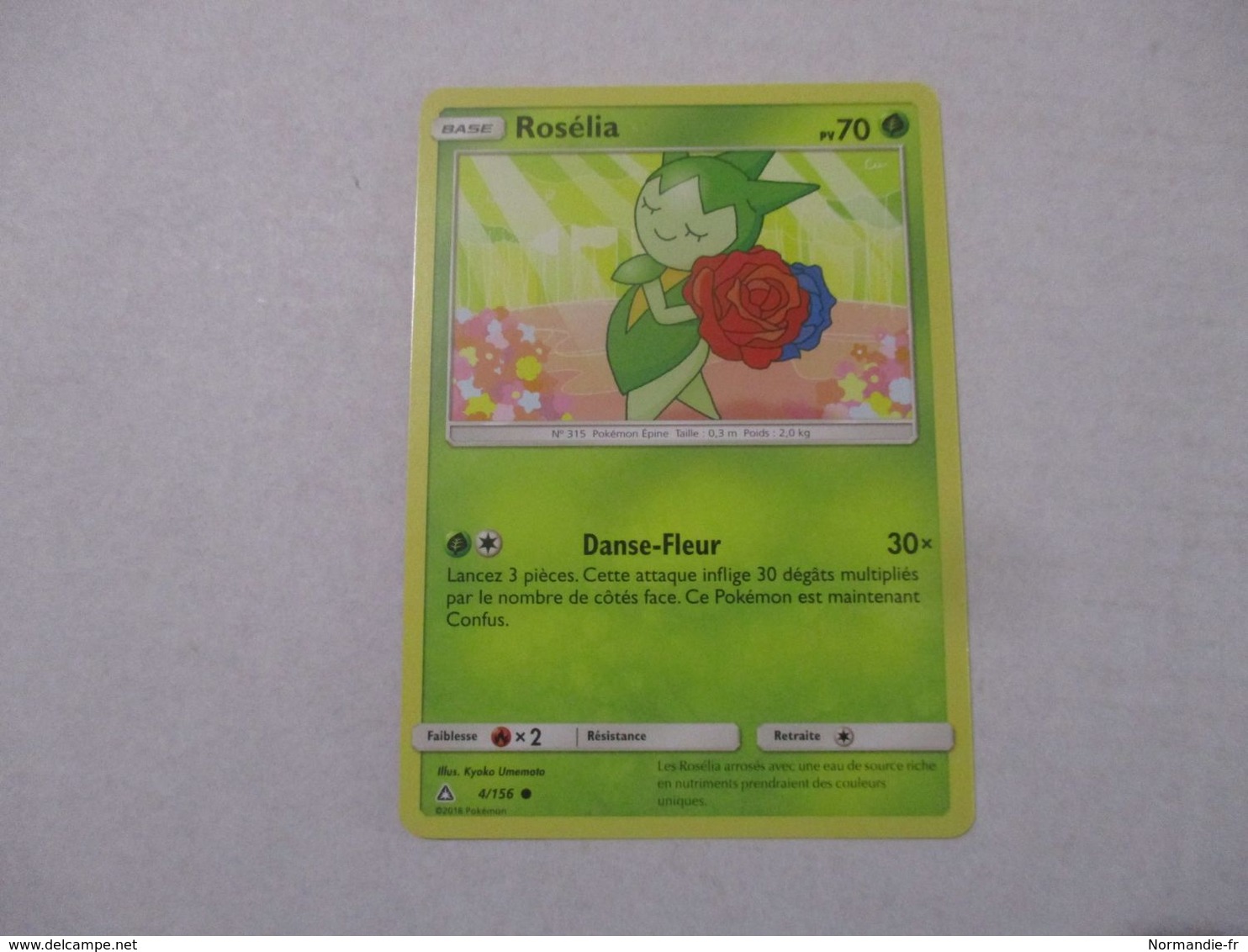 CARTE POKEMON ROSÉLIA 70 PV 4/156 SÉRIE SOLEIL ET LUNE ULTRA PRISME ANNÉE 2018 VF COMME NEUVE - Soleil & Lune