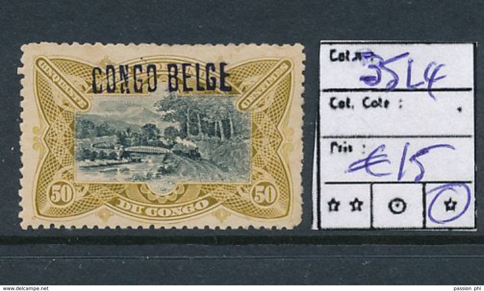 BELGIAN CONGO 1909 ISSUE COB 35L4 LH OVERPRINT ON THE TOP - Ongebruikt