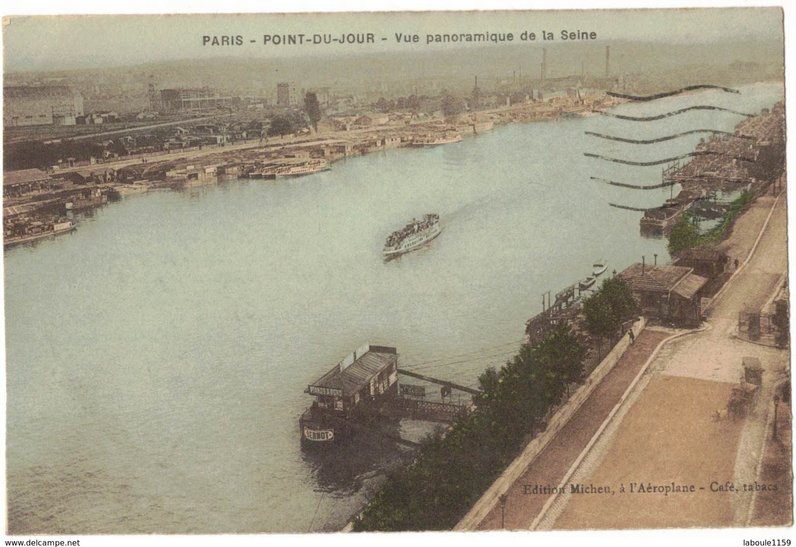 PARIS PEU COURANT : POINT DU JOUR VUE PANORAMIQUE DE LA SEINE BATEAU JERNOT LE PARADIS A BORD ST NOM LA BRETECHE MICHEU - Arrondissement: 16