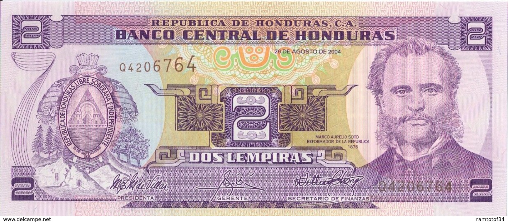 HONDURAS - 2 Lempira 2004 - UNC - Honduras