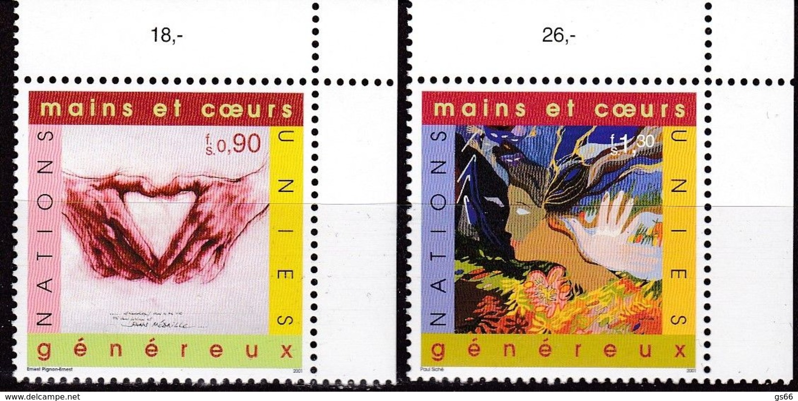 UNO-Genf, 2001, 413/14,  MNH **, Jahr Des Ehrenamtes: Gemäldeausstellung „Ein Herz, Eine Welt“, - Other & Unclassified