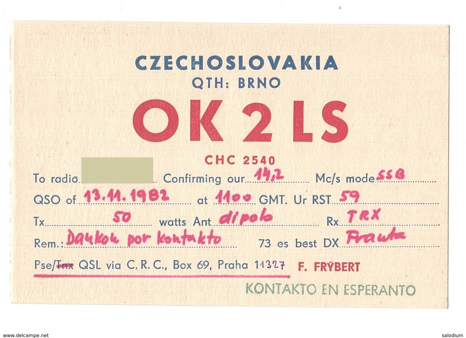 CZECHOSLOVAKIA CECA - CB RADIO - Radioamatore - Radioamateur - QSL - Short Wave - Otros & Sin Clasificación