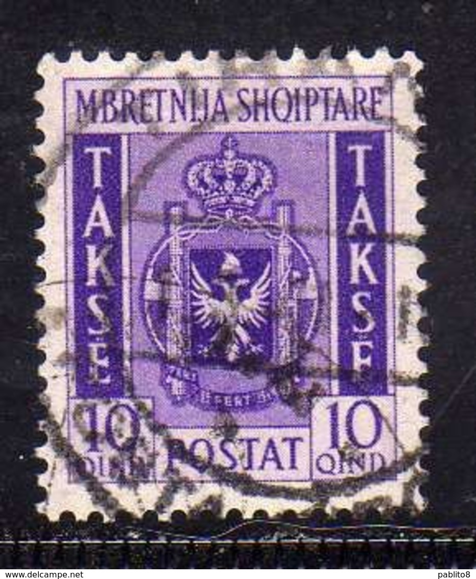 ALBANIA 1940 SEGNATASSE POSTAGE DUE TASSE 10q USATO USED OBLITERE' - Albanie