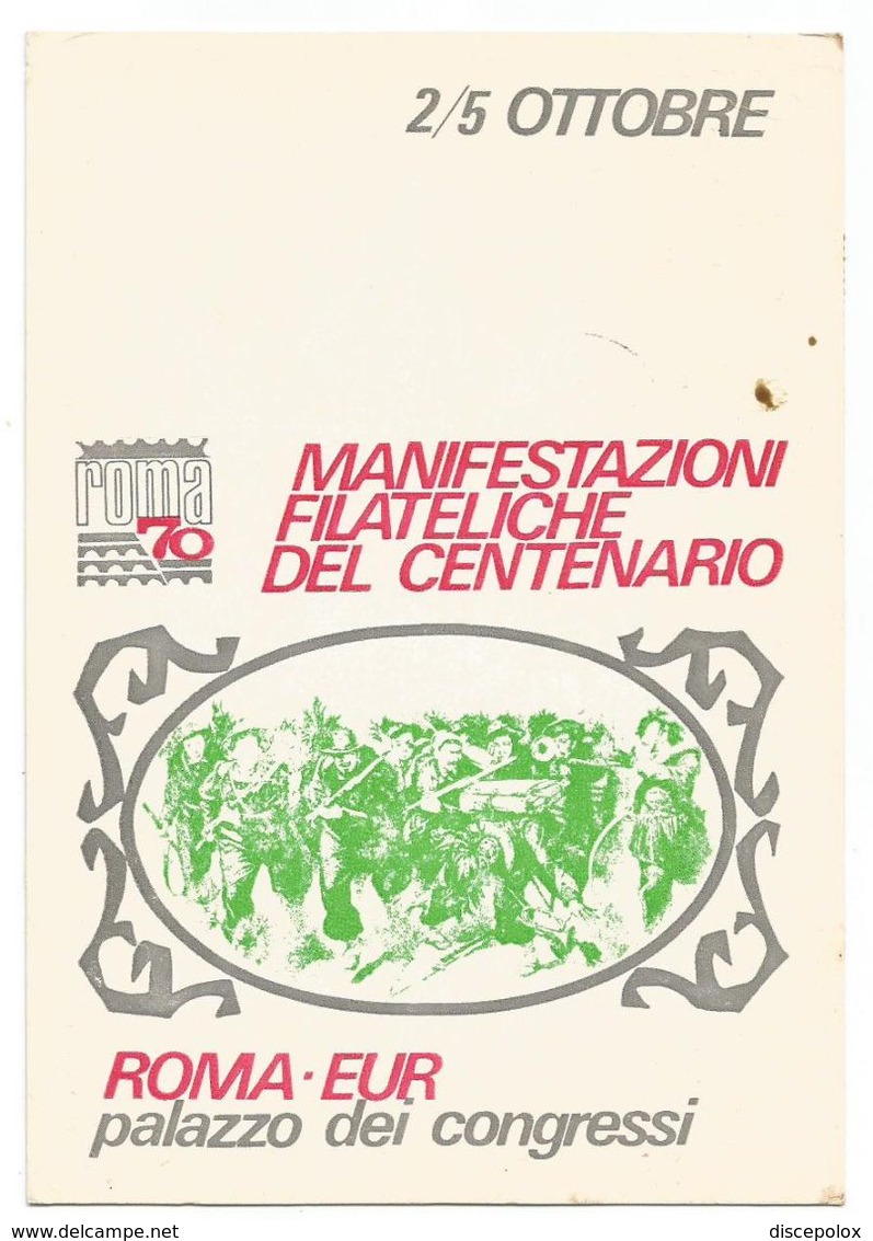 XW 2434 Roma - Manifestazioni Filateliche Del Centenario 1970 Eur Palazzo Congressi - Annullo Commemorativo / Viaggiata - Mostre, Esposizioni