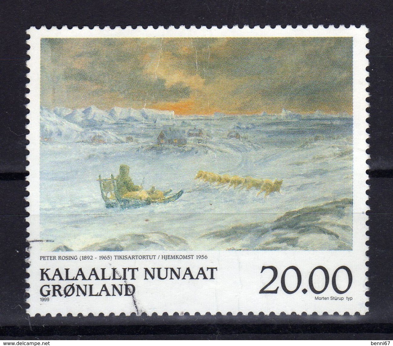 GROENLAND Greenland 1999 Peter Rosing Traineau à Chiens  Yv 317 Obl - Usati
