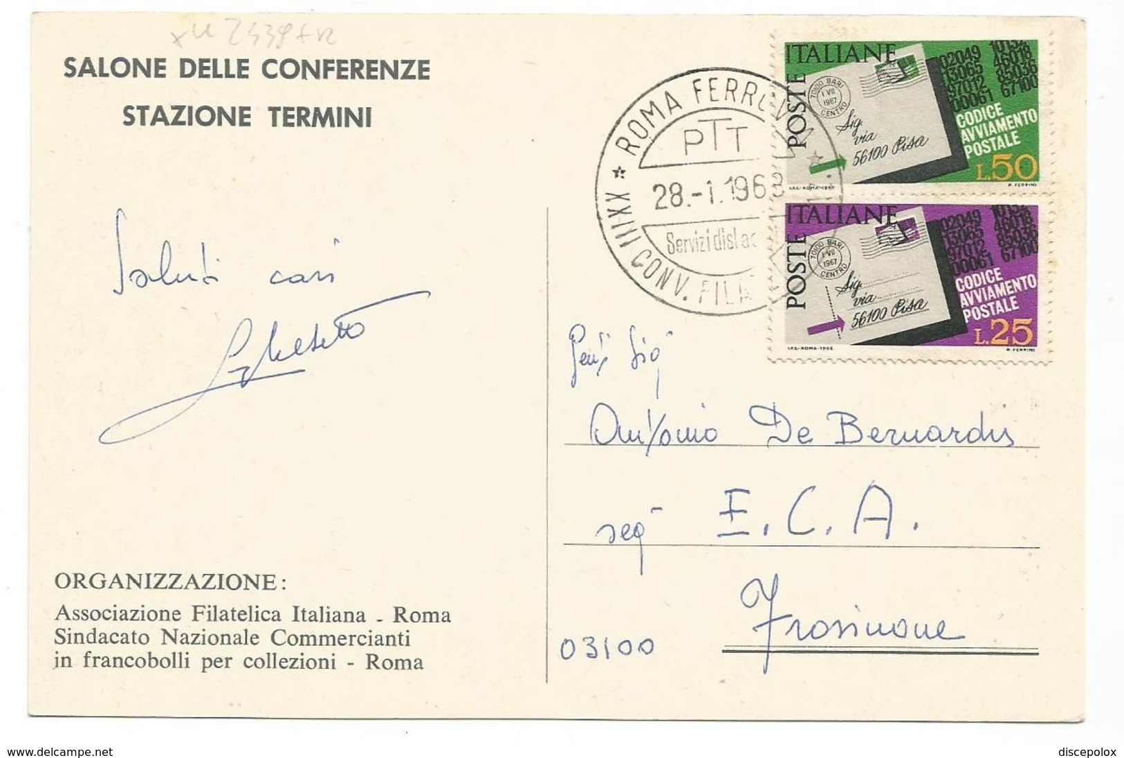 XW 2439 Roma - XXIII Convegno Filatelico Nazionale 1968 - Stazione Termini - Annullo Commemorativo - Mostre, Esposizioni