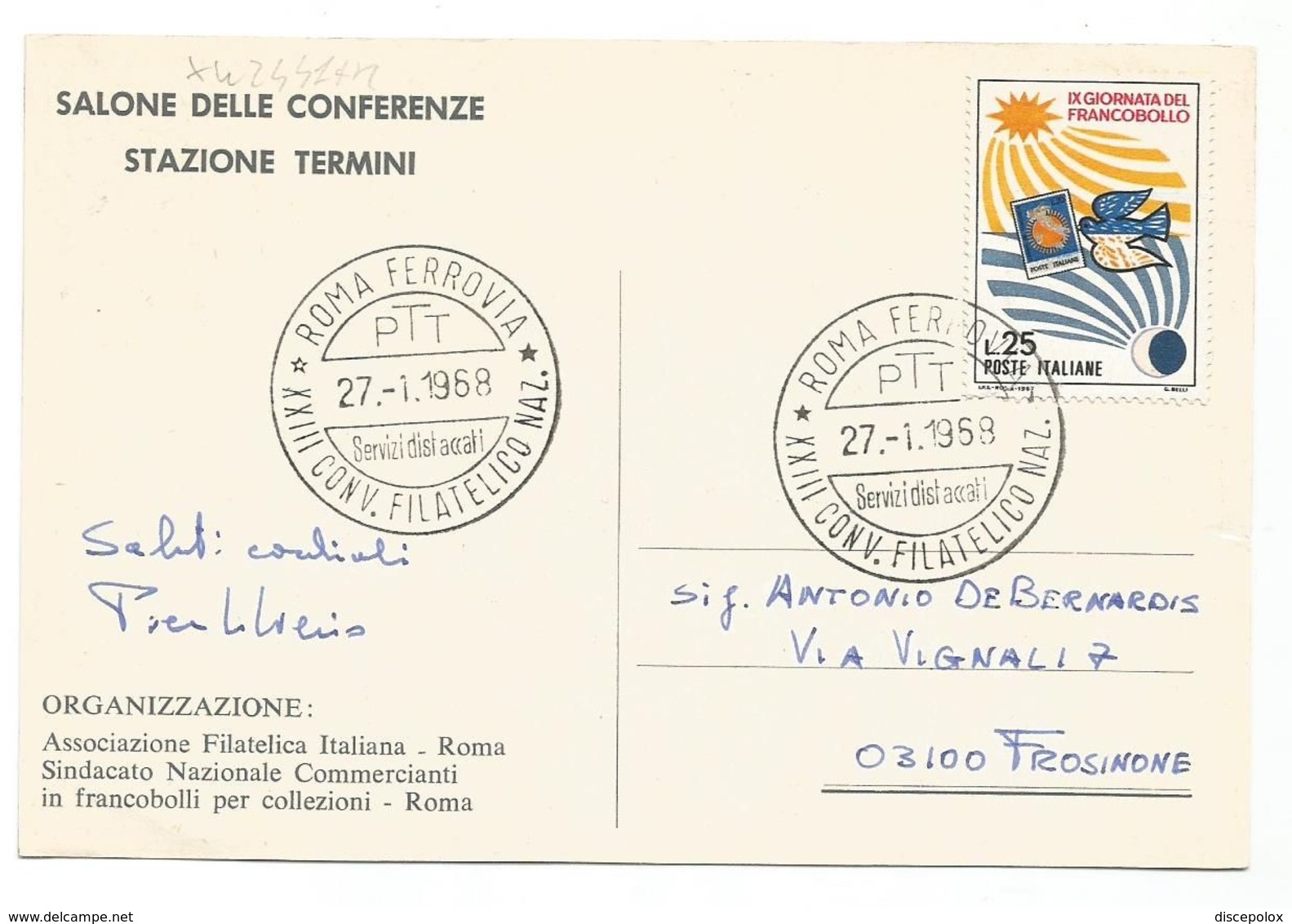 XW 2441 Roma - XXIII Convegno Filatelico Nazionale 1968 - Stazione Termini - Annullo Commemorativo - Mostre, Esposizioni