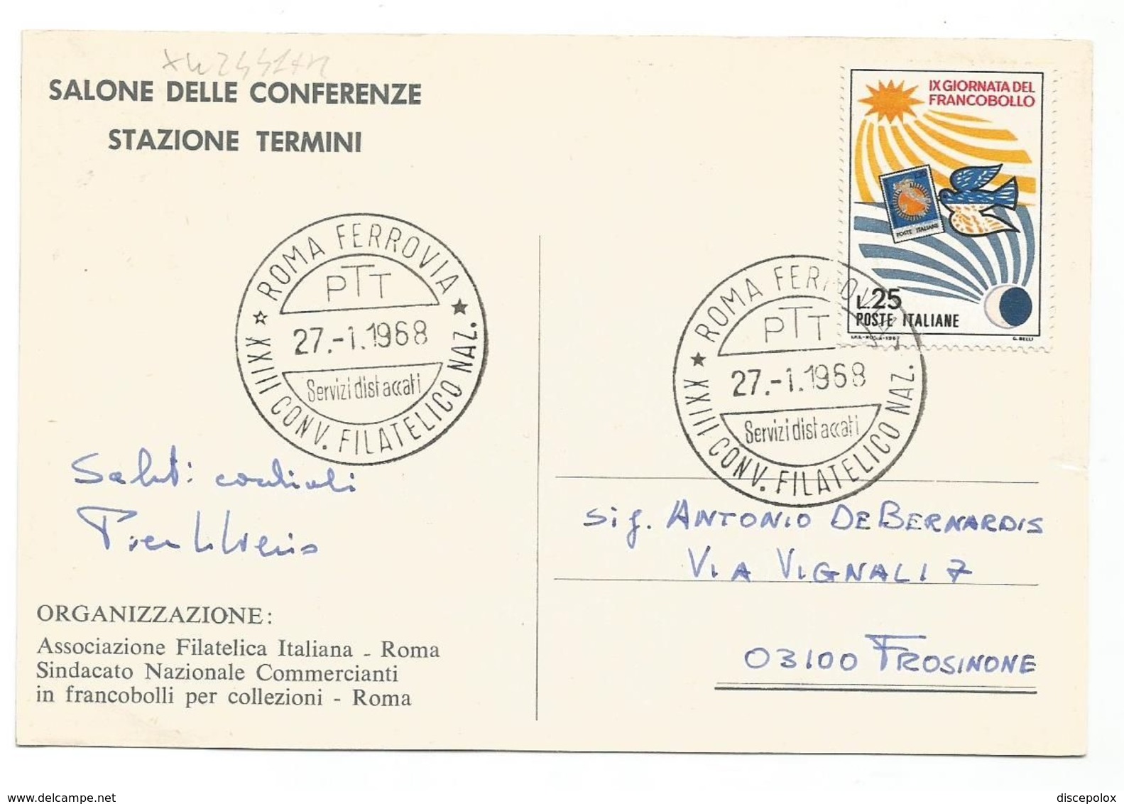 XW 2441 Roma - XXIII Convegno Filatelico Nazionale 1968 - Stazione Termini - Annullo Commemorativo - Ausstellungen