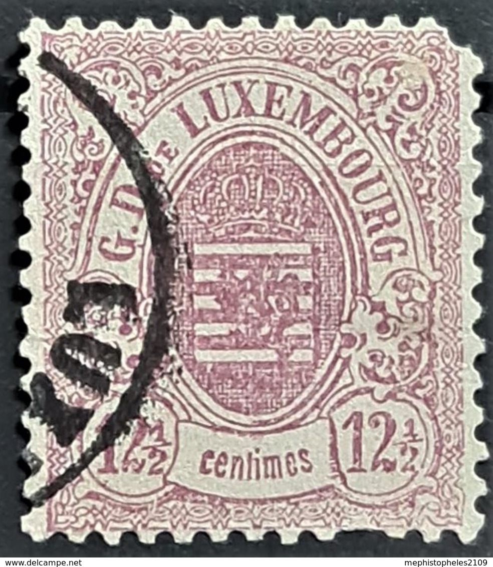 LUXEMBOURG 1875 - Canceled - Sc# 35 - 12,5c - Damaged On Upper Right Corner - 1859-1880 Wappen & Heraldik