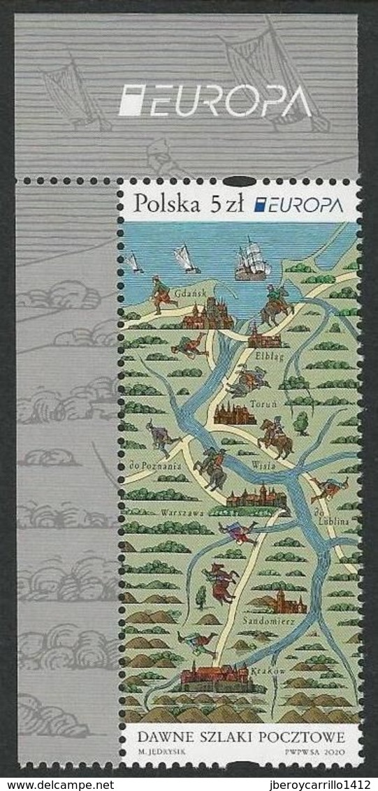 POLONIA /POLAND /POLSKA /POLOGNE  -EUROPA 2020 -"ANTIGUAS RUTAS POSTALES - ANCIENT POSTAL ROUTES"- SERIE - CH EU - 2020