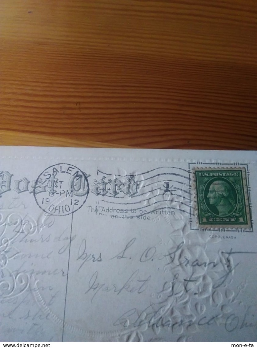 Rare George Waschington US 1 Cent Stamp Double Green Line Whit Post Card 1912 - Other & Unclassified