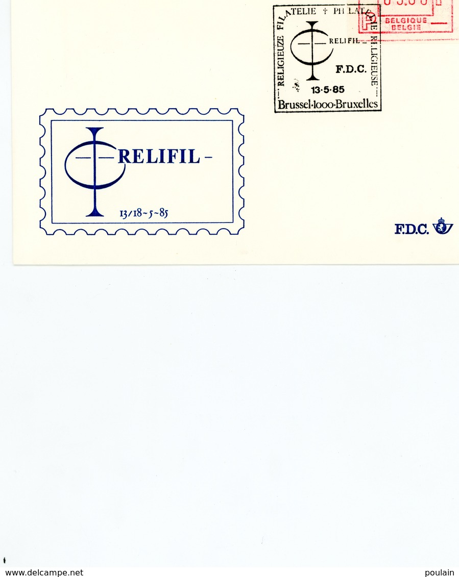 RELIFIL : Vignette Distribution 9F Sur Enveloppe FDC Cachet 13-5-1985 Brussel 1000 Bruxelles - 1980-99