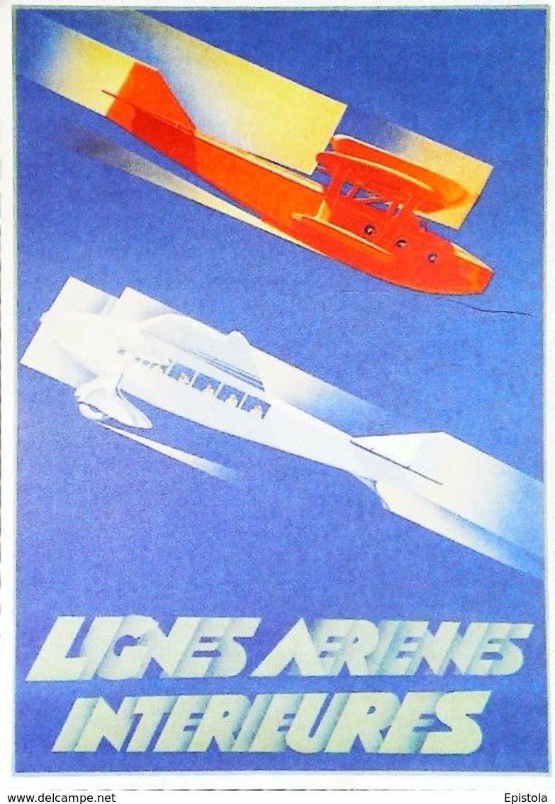 Publicité - Lignes Intérieures Vers 1930 - CARTE POSTALE MODERNE (Reproduction D'Affiche Ancienne) - Werbung