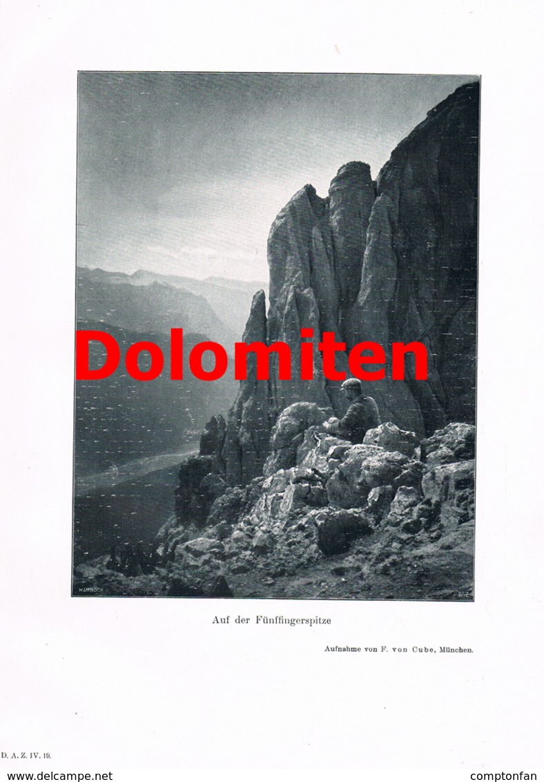 574 - Josef Enzensperger Fünffingerspitze Dolomiten Artikel Mit 7 Bildern 1904 !! - Sonstige & Ohne Zuordnung