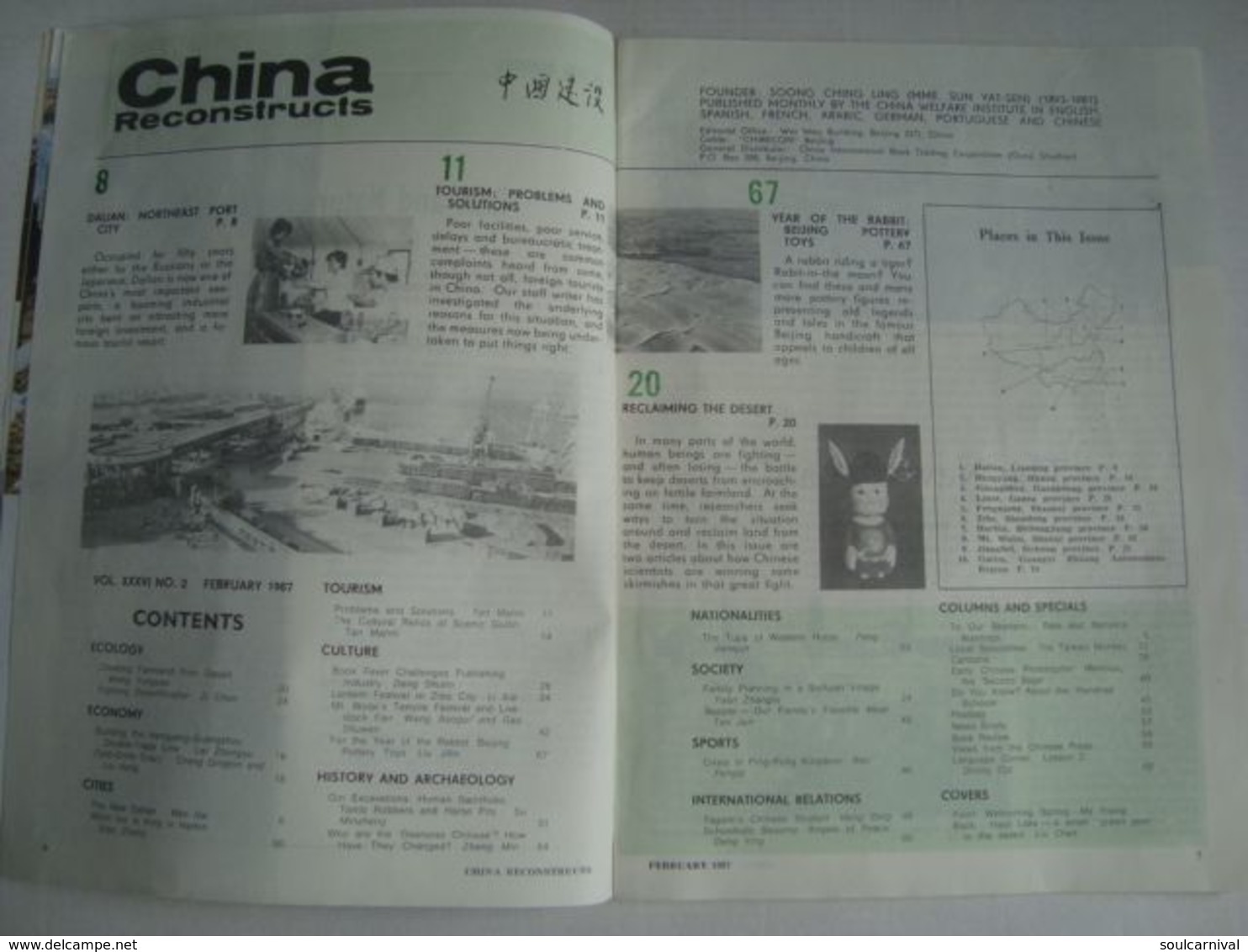 CHINA RECONSTRUCTS VOL. XXXVI Nº 2. RECLAIMING THE DESERT. DAILIAN-NORTHERN PORT CITY (FEBRUARY 1987). - Viajes/Exploración
