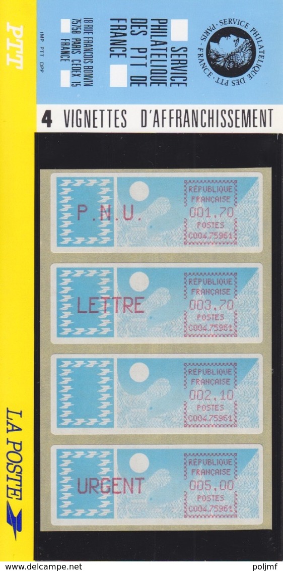 2 Plaquette De 4 Vignettes D'Affranchissement (PNU, Lettre, Urgent, 2,10 Et 3,20), Neuf ** - 1988 Type « Comète »