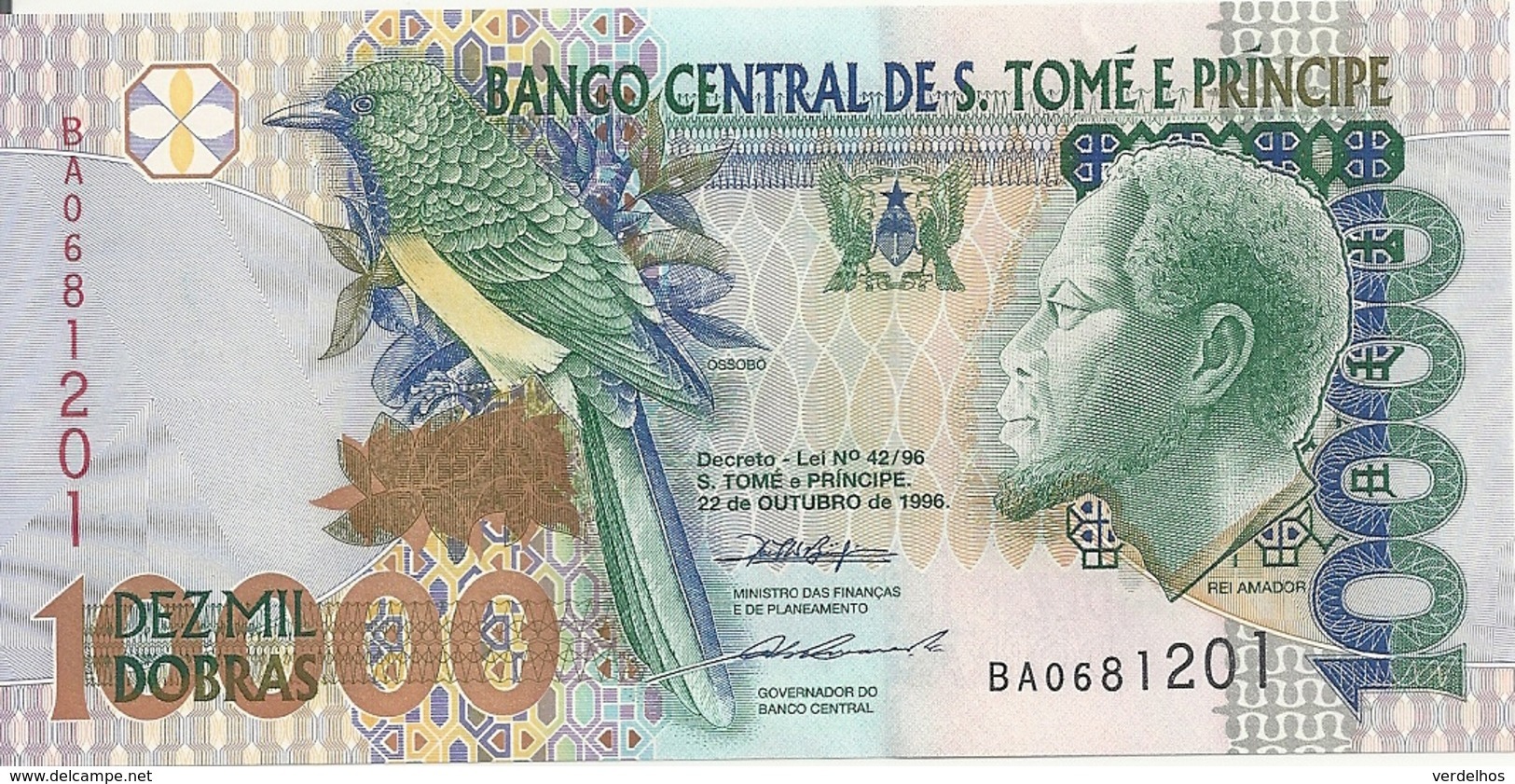 SAO TOME ET PRINCIPE 10000 DOBRAS 1996 UNC P 66 A - Sao Tomé Et Principe