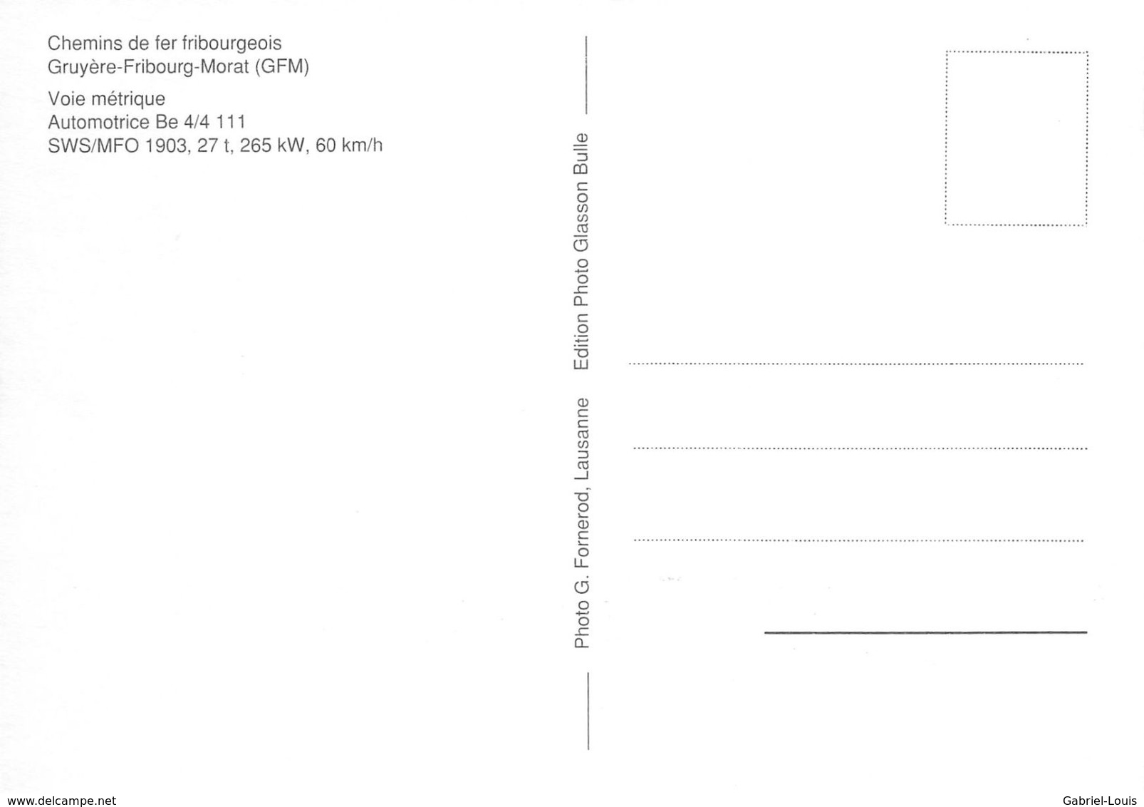 Gruyère-Fribourg-Morat - GFM - G.F.M - Ligne De Chemin De Fer Train - Be 4/4 111 - Fribourg