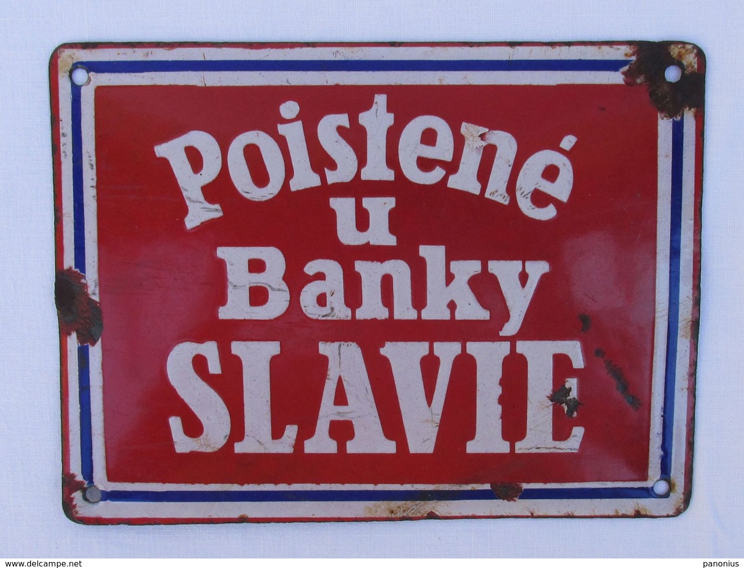 VINTAGE OLD BANK SLAVIE ENAMEL SIGN CZECHOSLOVAKIA!!! - Otros & Sin Clasificación